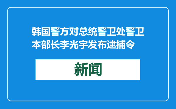 韩国警方对总统警卫处警卫本部长李光宇发布逮捕令