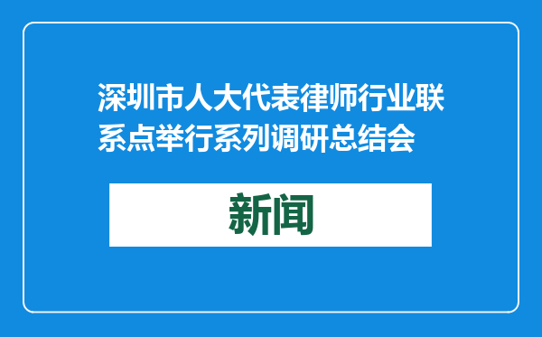 深圳市人大代表律师行业联系点举行系列调研总结会