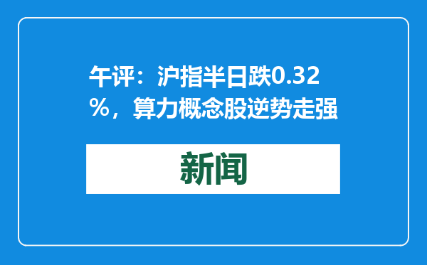 午评：沪指半日跌0.32%，算力概念股逆势走强