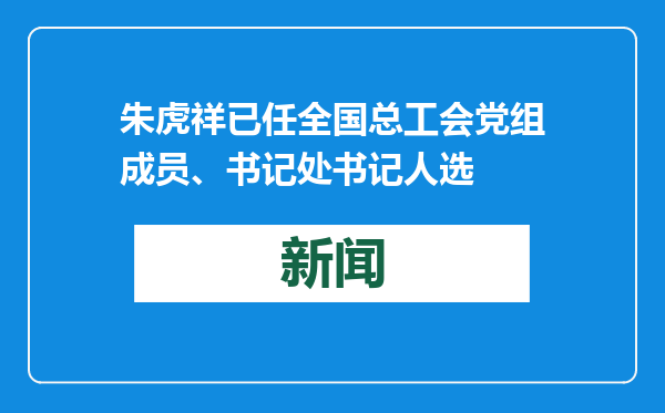 朱虎祥已任全国总工会党组成员、书记处书记人选