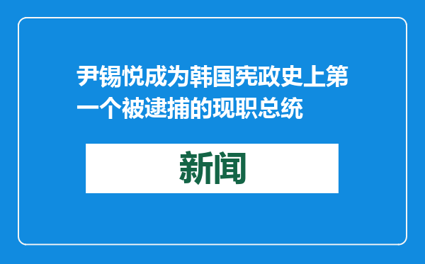 尹锡悦成为韩国宪政史上第一个被逮捕的现职总统