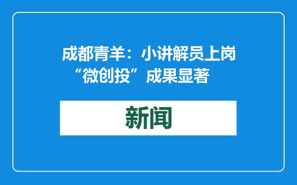 成都青羊：小讲解员上岗 “微创投”成果显著