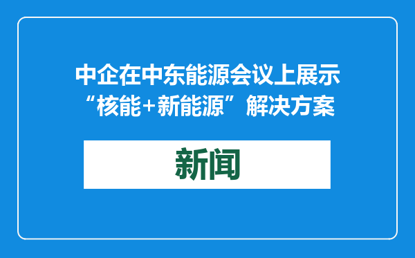中企在中东能源会议上展示“核能+新能源”解决方案