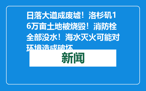 日落大道成废墟！洛杉矶16万亩土地被烧毁！消防栓全部没水！海水灭火可能对环境造成破坏