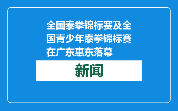 全国泰拳锦标赛及全国青少年泰拳锦标赛在广东惠东落幕