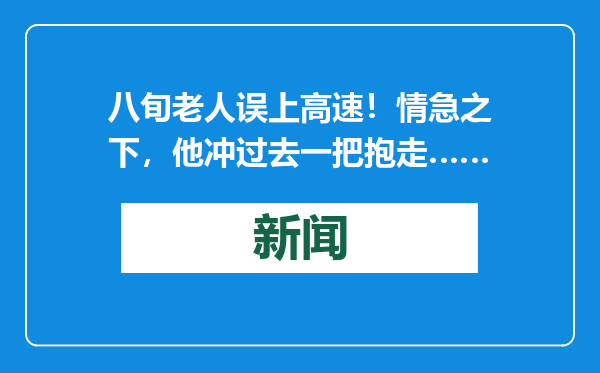 八旬老人误上高速！情急之下，他冲过去一把抱走……