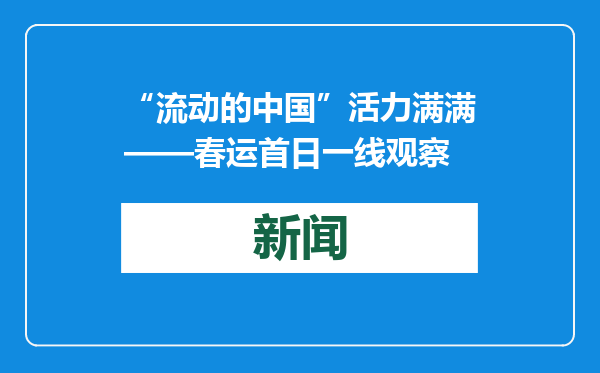 “流动的中国”活力满满——春运首日一线观察