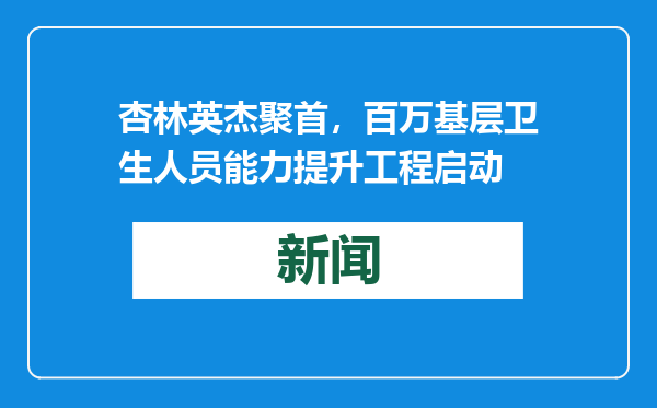 杏林英杰聚首，百万基层卫生人员能力提升工程启动