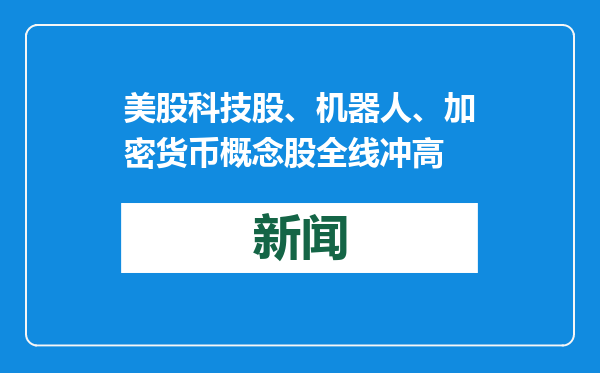 美股科技股、机器人、加密货币概念股全线冲高