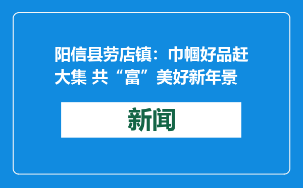 阳信县劳店镇：巾帼好品赶大集 共“富”美好新年景