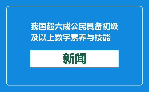 我国超六成公民具备初级及以上数字素养与技能