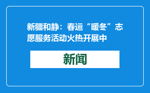 新疆和静：春运“暖冬”志愿服务活动火热开展中