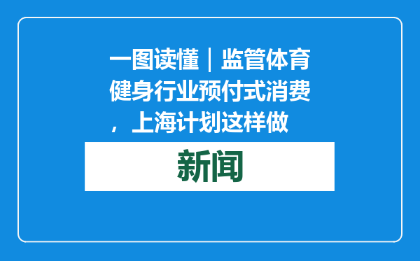 一图读懂｜监管体育健身行业预付式消费，上海计划这样做