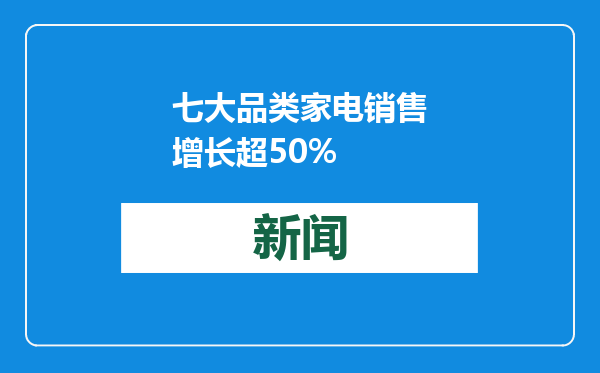 七大品类家电销售增长超50%