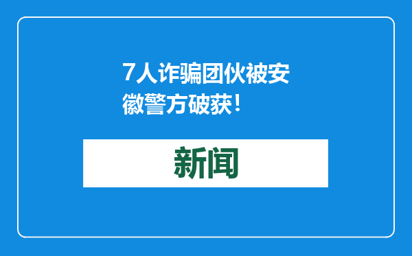 7人诈骗团伙被安徽警方破获！