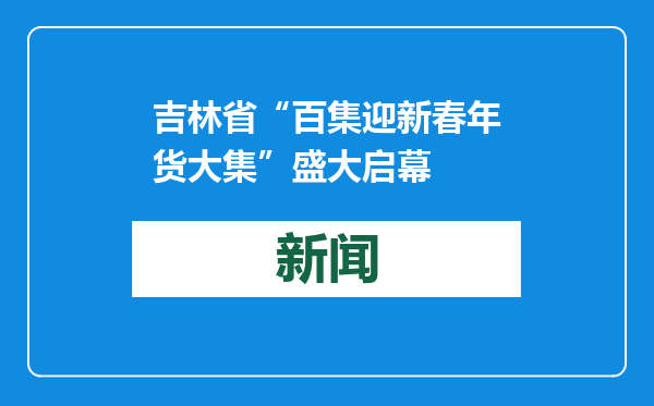 吉林省“百集迎新春年货大集”盛大启幕