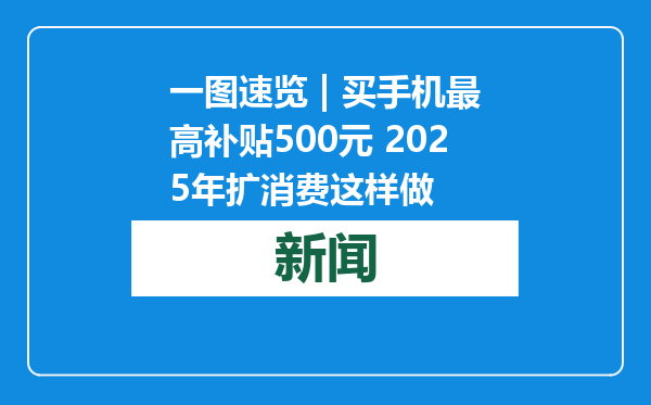 一图速览 | 买手机最高补贴500元 2025年扩消费这样做