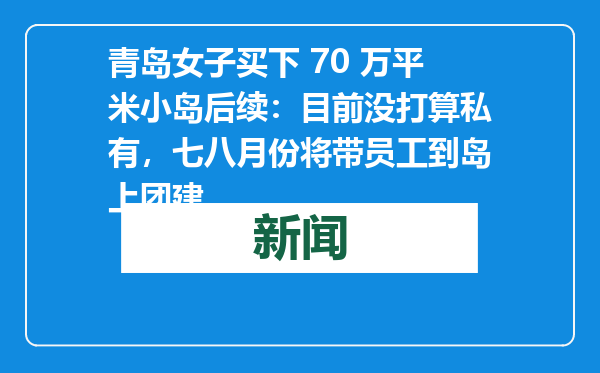 青岛女子买下 70 万平米小岛后续：目前没打算私有，七八月份将带员工到岛上团建