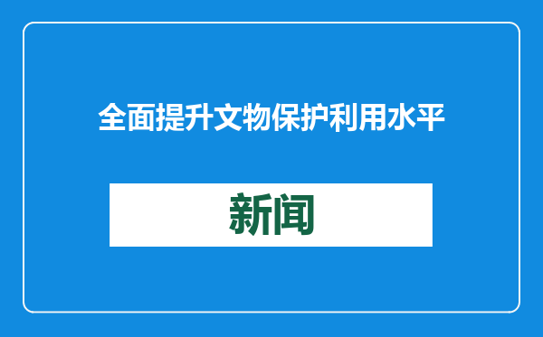 全面提升文物保护利用水平