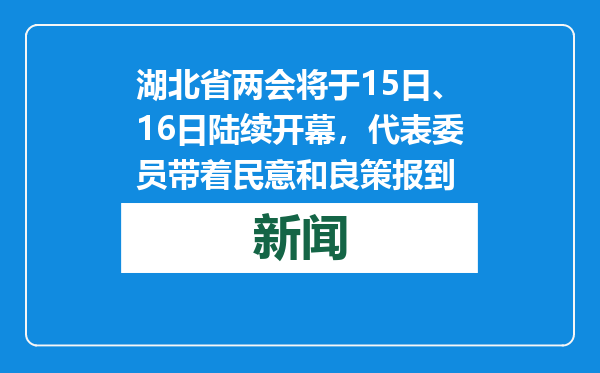 湖北省两会将于15日、16日陆续开幕，代表委员带着民意和良策报到