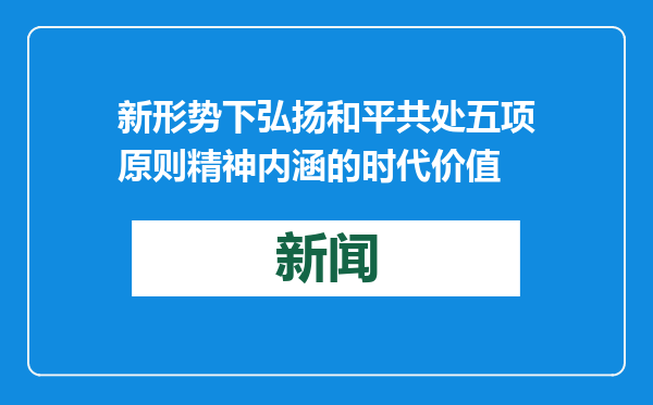 新形势下弘扬和平共处五项原则精神内涵的时代价值