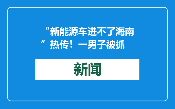 “新能源车进不了海南”热传！一男子被抓
