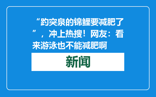“趵突泉的锦鲤要减肥了”，冲上热搜！网友：看来游泳也不能减肥啊