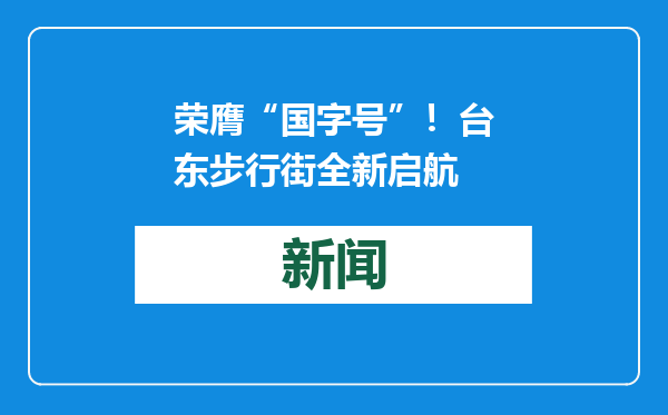 荣膺“国字号”！台东步行街全新启航