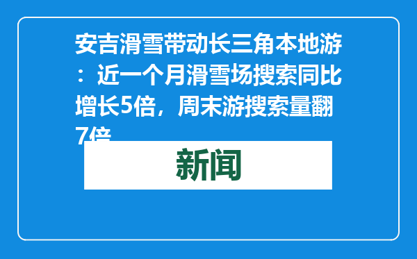 安吉滑雪带动长三角本地游：近一个月滑雪场搜索同比增长5倍，周末游搜索量翻7倍