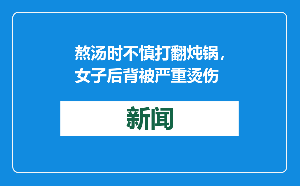 熬汤时不慎打翻炖锅，女子后背被严重烫伤