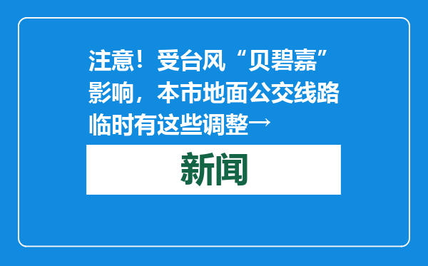 注意！受台风“贝碧嘉”影响，本市地面公交线路临时有这些调整→