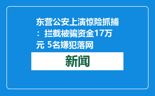 东营公安上演惊险抓捕：拦截被骗资金17万元 5名嫌犯落网