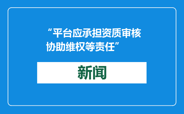 “平台应承担资质审核 协助维权等责任”