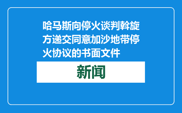 哈马斯向停火谈判斡旋方递交同意加沙地带停火协议的书面文件