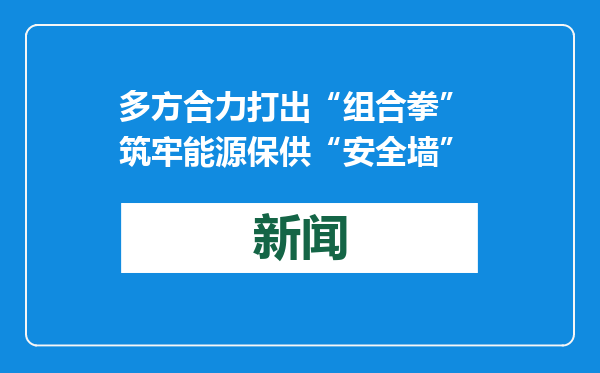 多方合力打出“组合拳” 筑牢能源保供“安全墙”