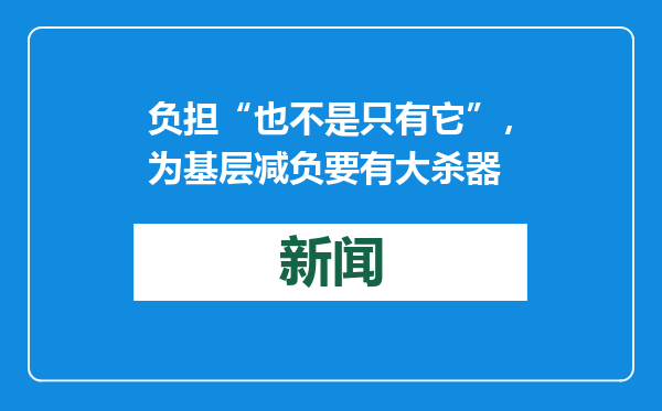 负担“也不是只有它”，为基层减负要有大杀器