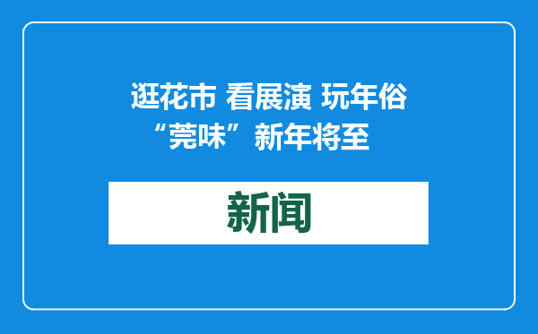 逛花市 看展演 玩年俗 “莞味”新年将至