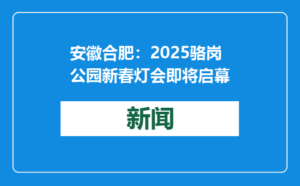 安徽合肥：2025骆岗公园新春灯会即将启幕