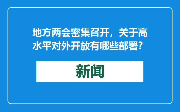 地方两会密集召开，关于高水平对外开放有哪些部署？