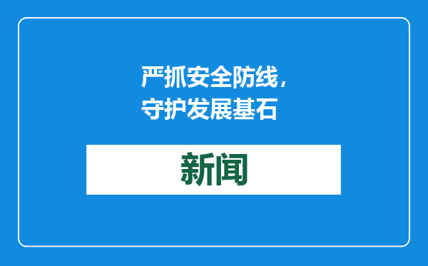 严抓安全防线，守护发展基石