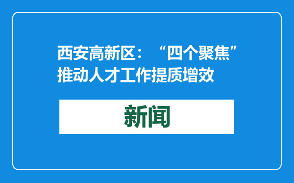 西安高新区：“四个聚焦”推动人才工作提质增效