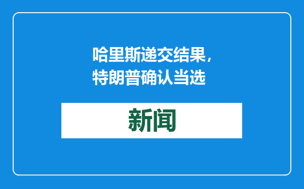 哈里斯递交结果，特朗普确认当选