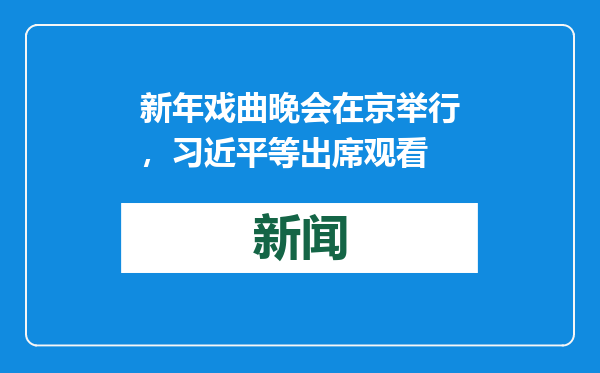新年戏曲晚会在京举行，习近平等出席观看