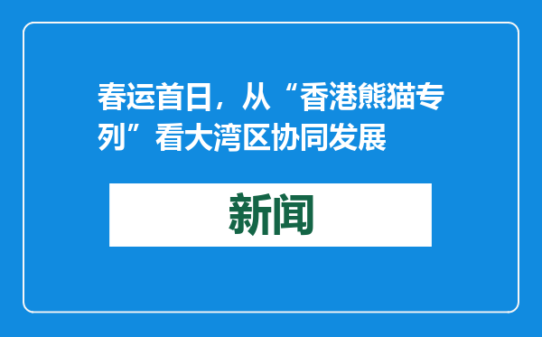 春运首日，从“香港熊猫专列”看大湾区协同发展