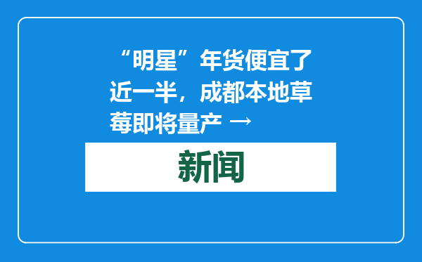 “明星”年货便宜了近一半，成都本地草莓即将量产 →