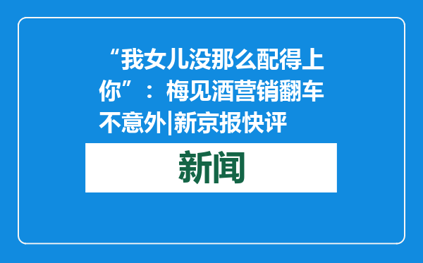 “我女儿没那么配得上你”：梅见酒营销翻车不意外|新京报快评
