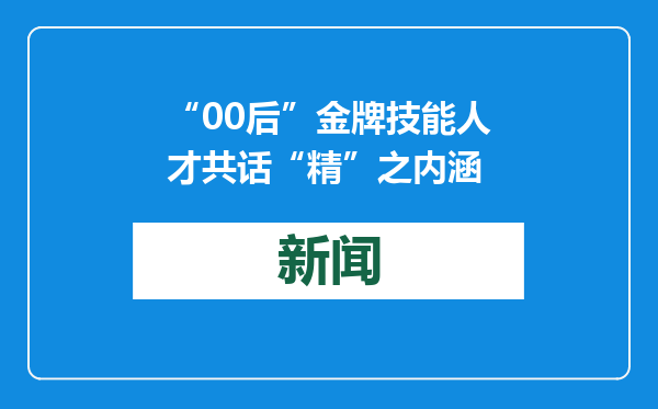 “00后”金牌技能人才共话“精”之内涵