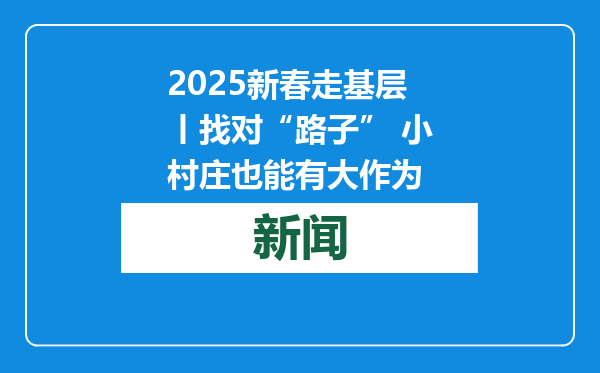 2025新春走基层丨找对“路子” 小村庄也能有大作为
