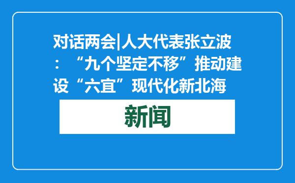 对话两会|人大代表张立波：“九个坚定不移”推动建设“六宜”现代化新北海