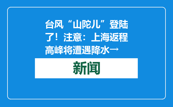 台风“山陀儿”登陆了！注意：上海返程高峰将遭遇降水→